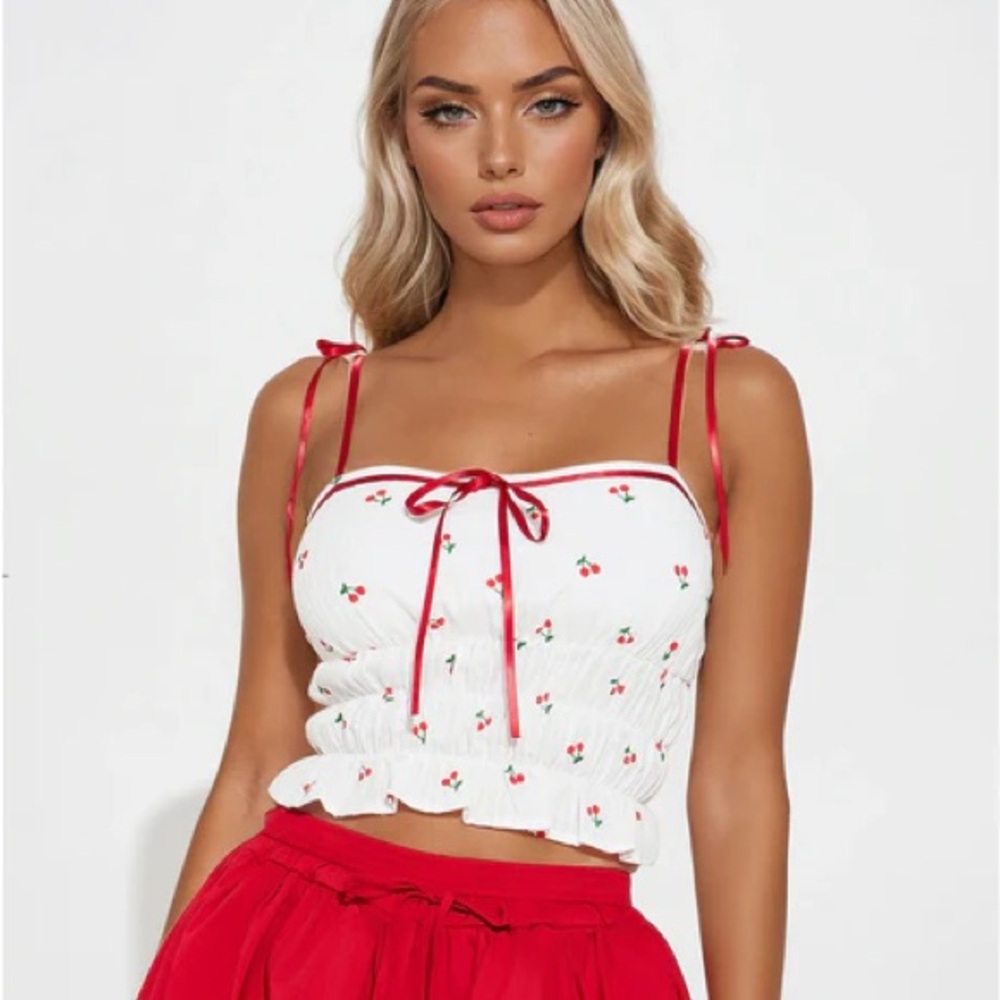 Cherry Days Smocked Top NEW 🏷️